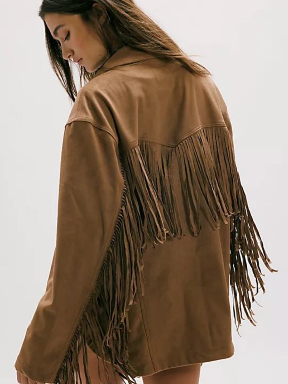 We The Free Fringe Out Vegan Suede Jacket L - Picture 13 of 15